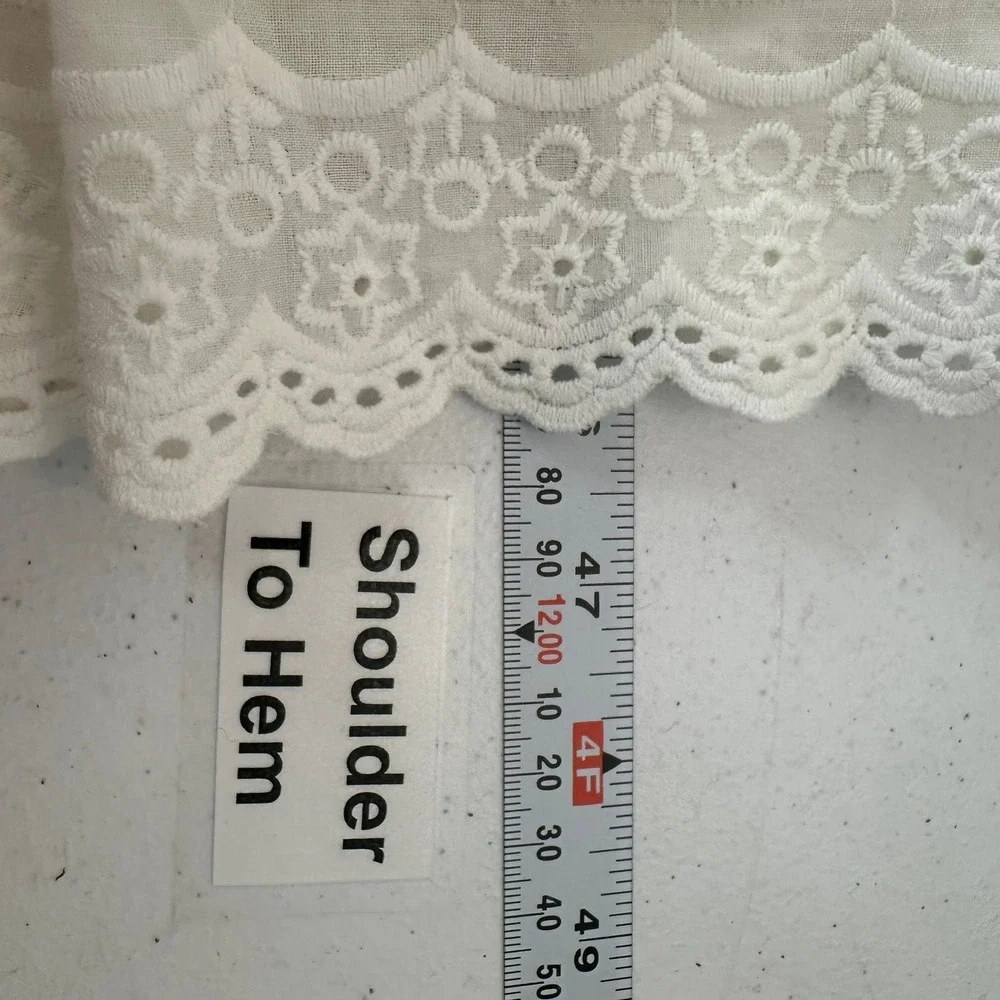 Womens Cottagecore‎ Prairie Midi Dress Size M Eyelet Lace Romantic Tiered - Picture 6 of 7